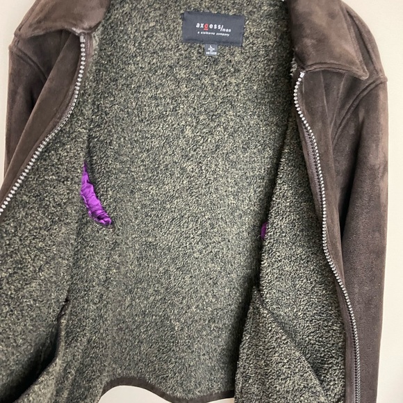 Axcess Men's Faux Suede Fleece Lined Jacket | Brown | Large - Picture 7 of 11